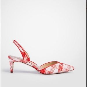 Ann Taylor Red Elora Piped Gingham Slingback Pumps